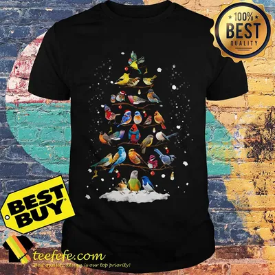 Bird Christmas tree with bauble stockings and snow shirt