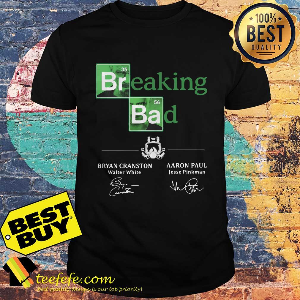 Breaking Bad Bryan Cranston Aaron Paul signatures shirt Breaking Bad Bryan Cranston Aaron Paul signatures shirt