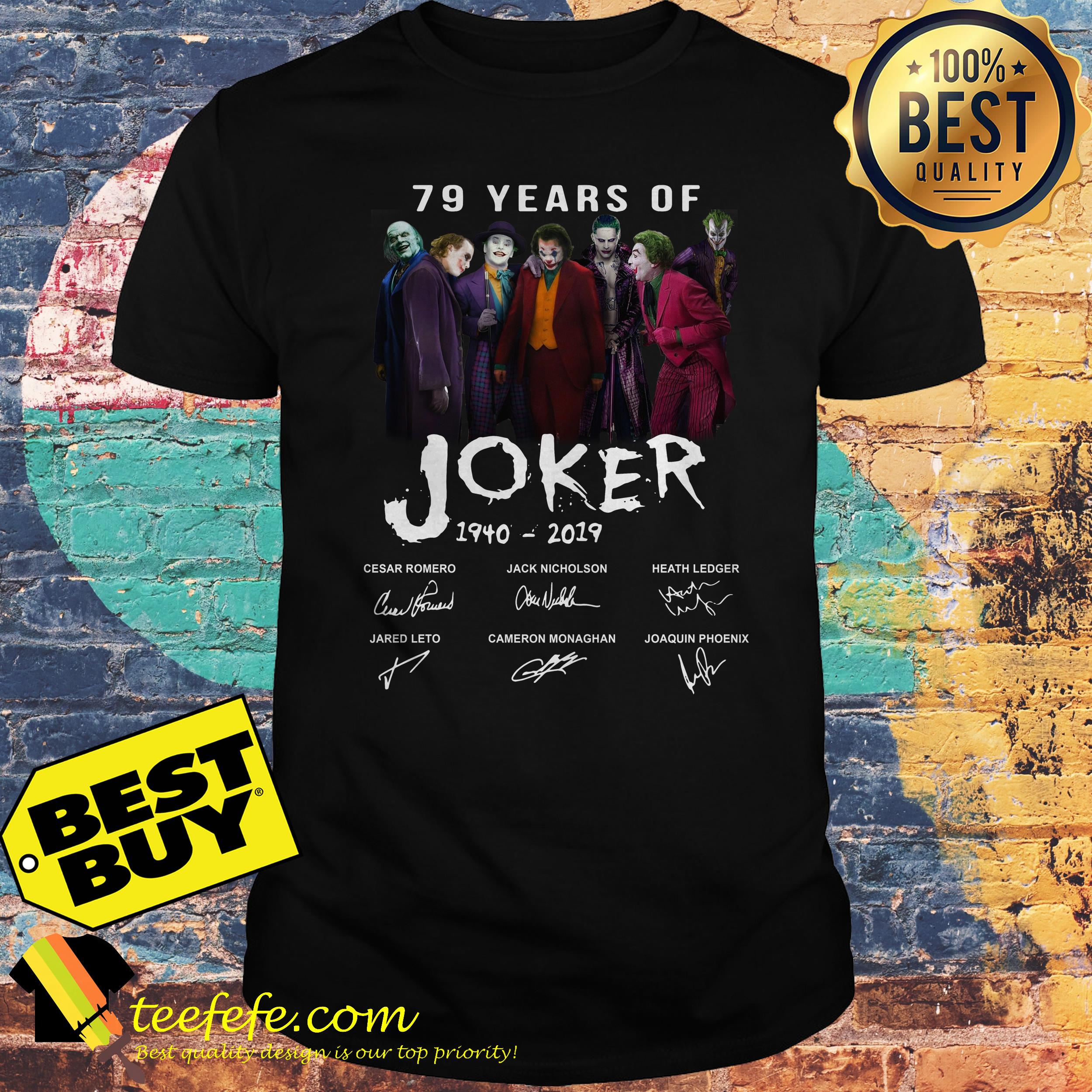 Character Joker 79 Years of Joker 1940-2019 Halloween signature shirt