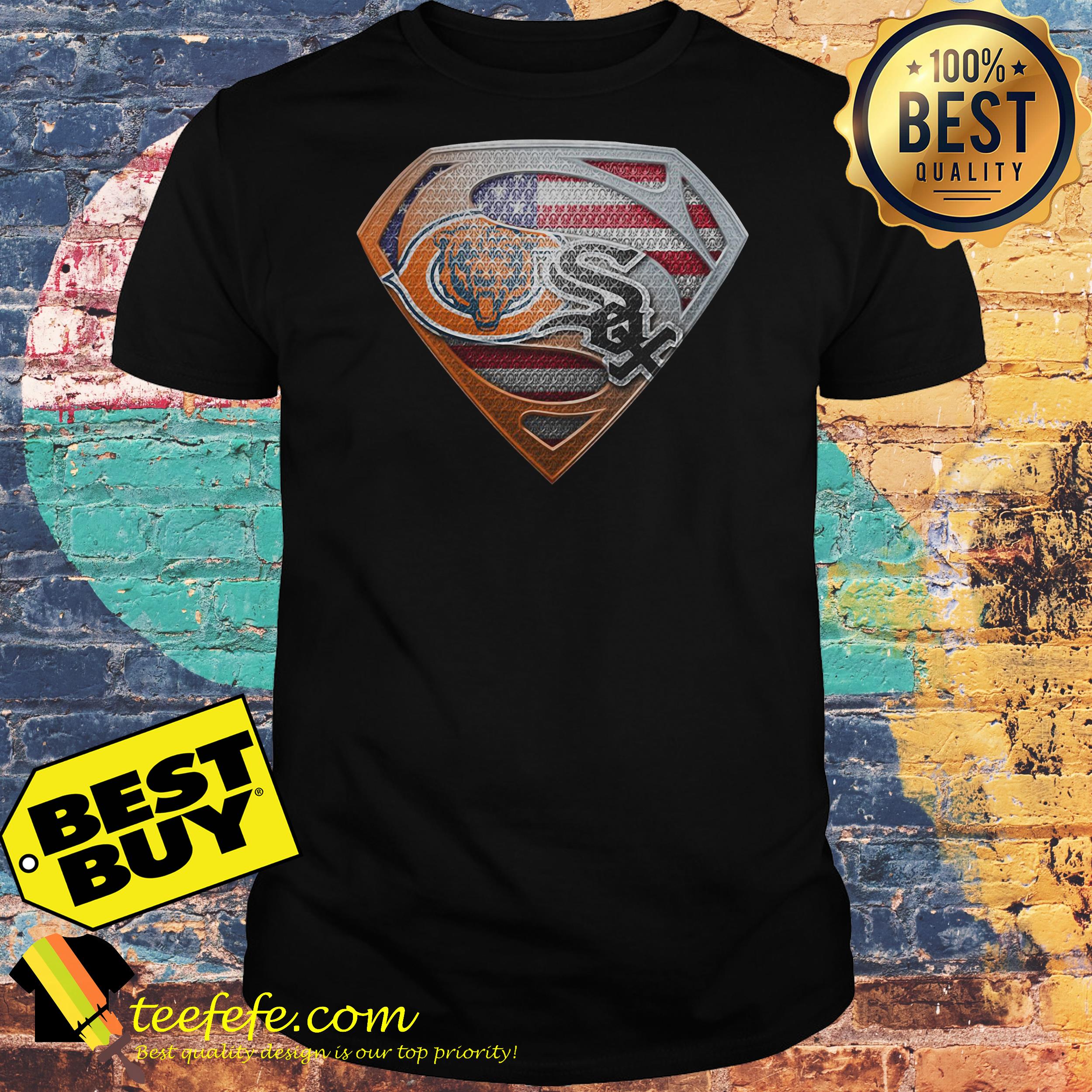 Chicago Bears And Chicago White Sox American flag superman shirt Chicago Bears And Chicago White Sox American flag superman shirt