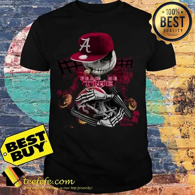 Jack Skellington smoking fear the Alabama Crimson Tide shirt