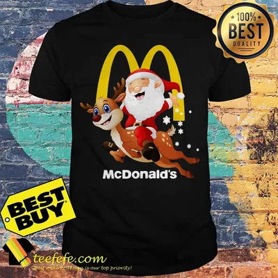 Mcdonalds Santa and Reindeer Christmas is coming shirt