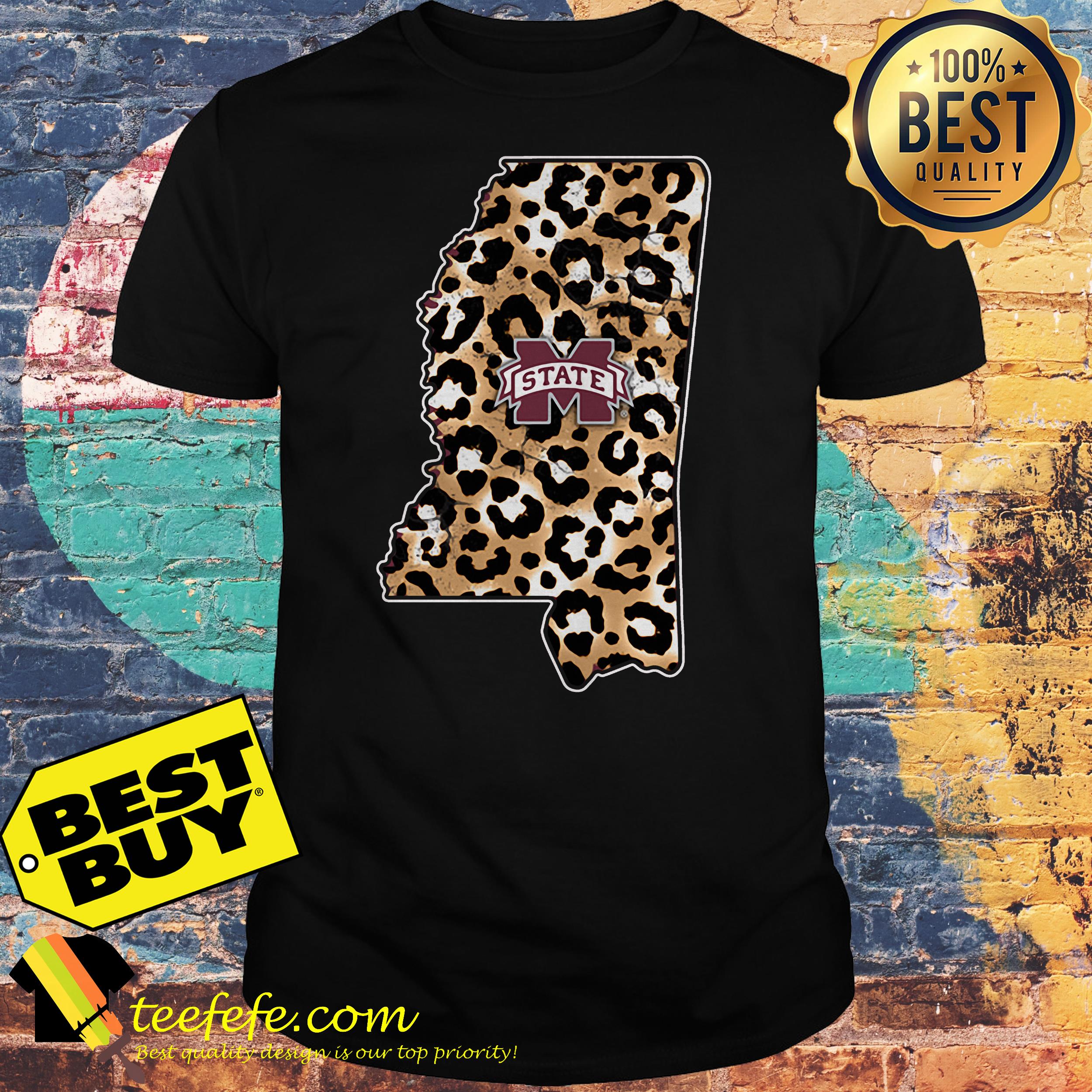 Mississippi State Bulldogs football Leopard State map shirt