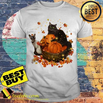 Ojos Azules and Siamese Autumn Cat Halloween shirt