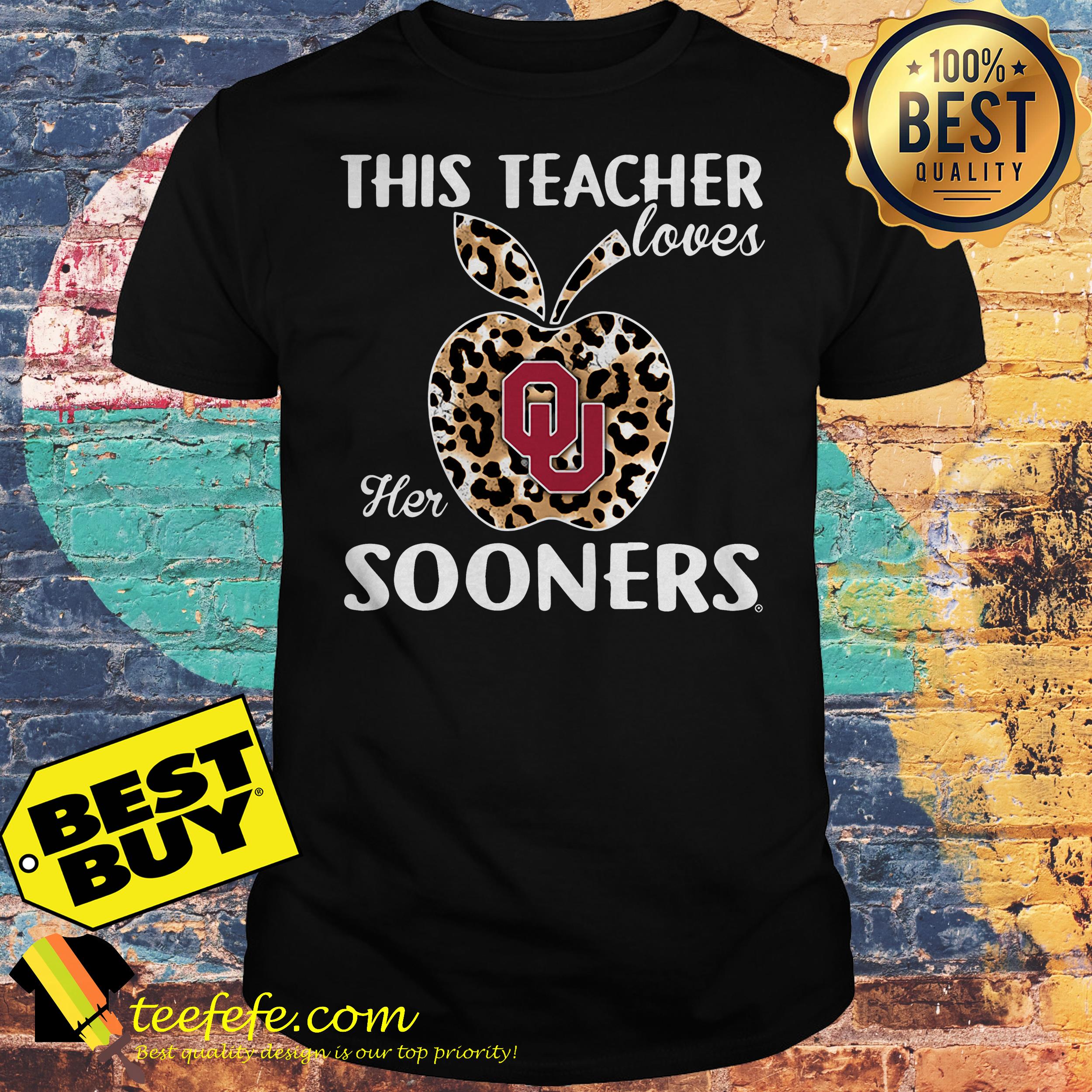 Oklahoma Sooners this teacher loves her Sooners leopard apple shirt Oklahoma Sooners this teacher loves her Sooners leopard apple shirt