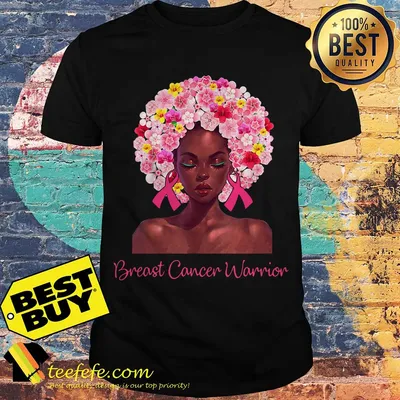 Pink Flowers Afro Hair Black Breast Cancer Warrior shirt
