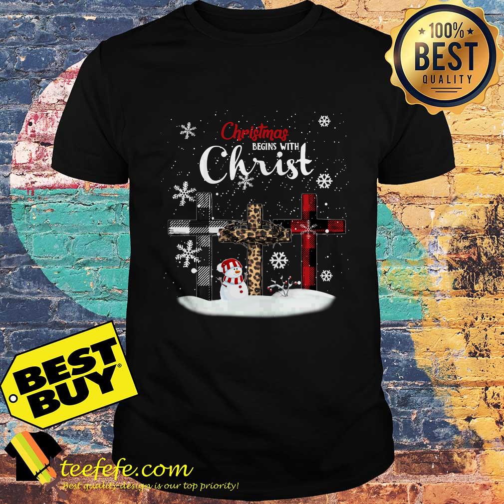 Snowman Christmas begins with Christ shirt Snowman Christmas begins with Christ shirt