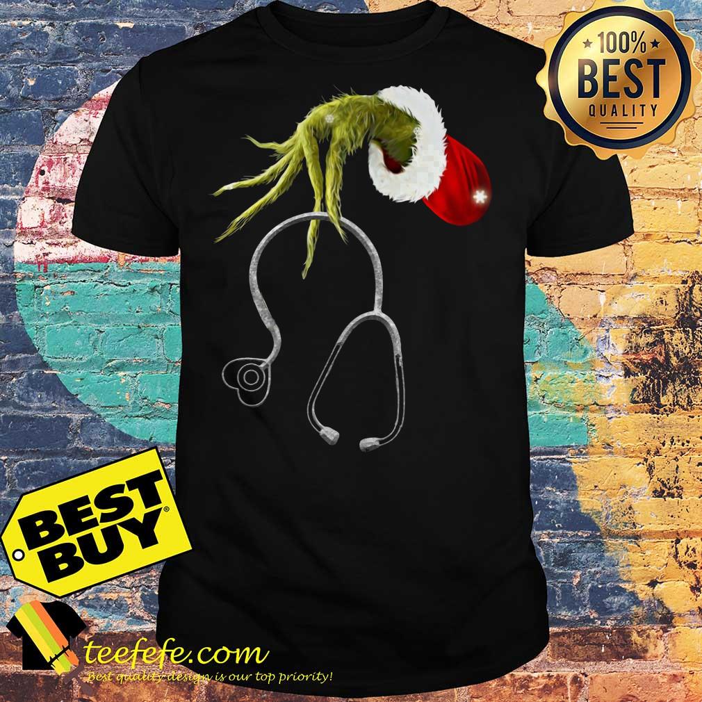 Grinch hand Nurse Stethoscope Love Heartbeat Christmas shirt Grinch hand Nurse Stethoscope Love Heartbeat Christmas shirt