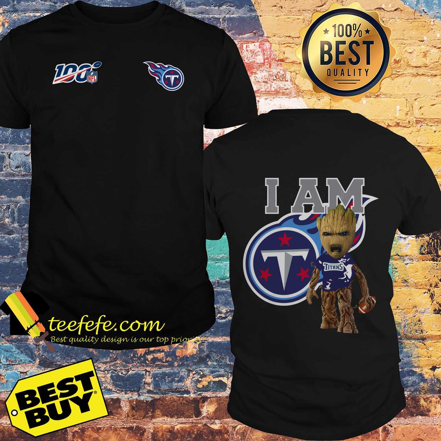 Groot Hug 100 NFL I am Tennessee Titans shirt
