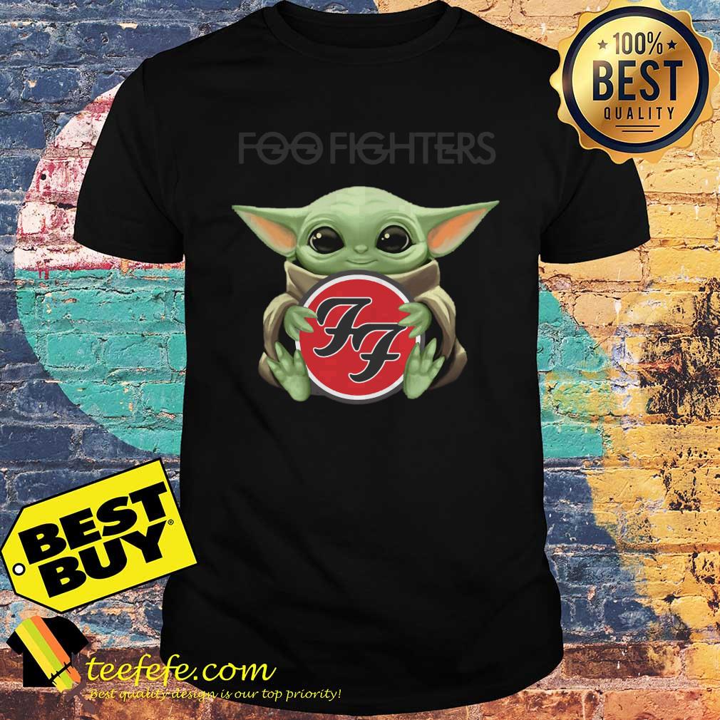 Baby Yoda hug Foo Fighters shirt