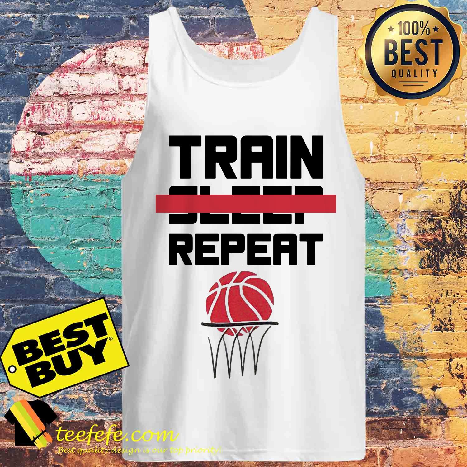 Train sleep repeat basketball tank top