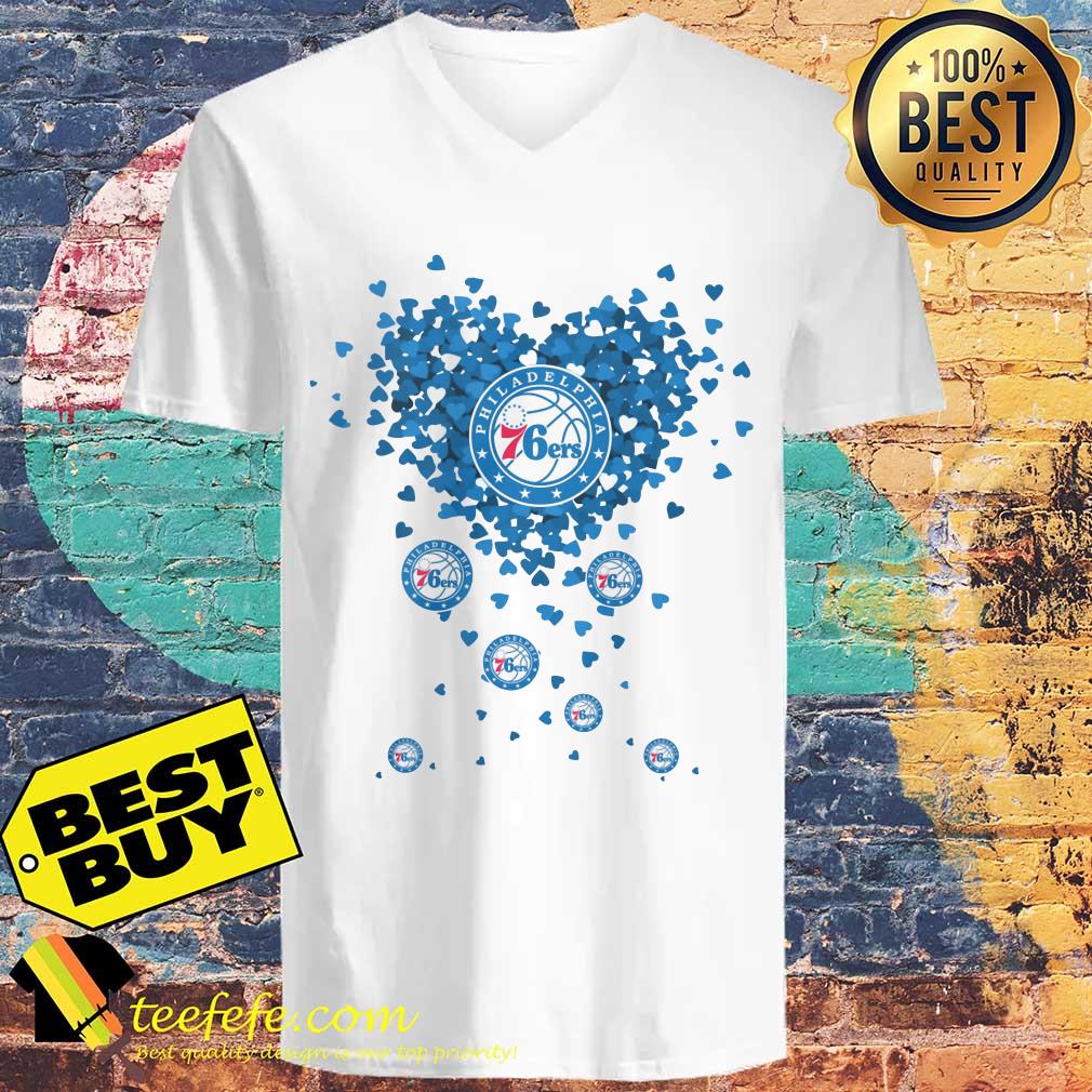 Valentine's Day NBA Philadelphia 76ers Basketball Logo Heart v neck