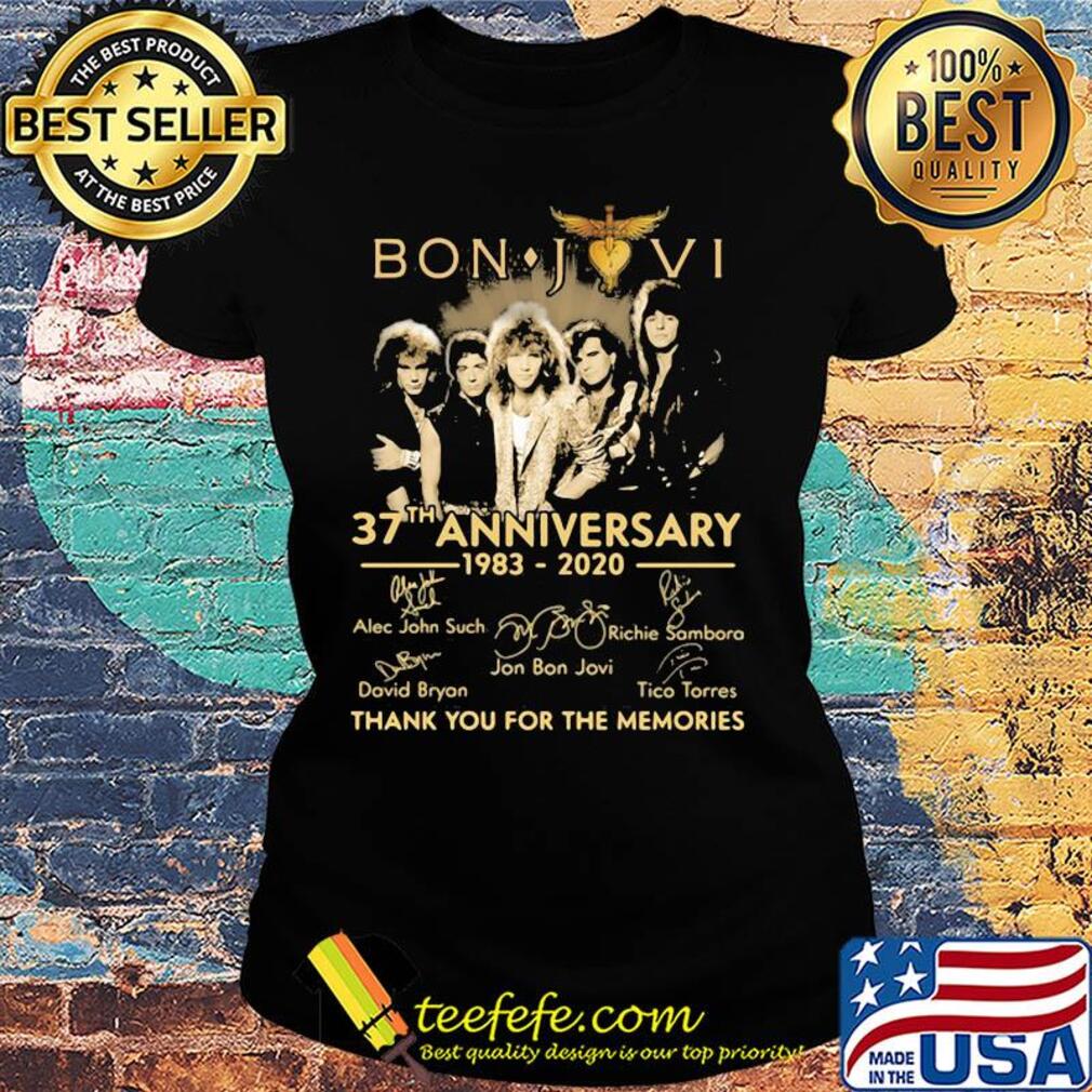 Bon Jovi Band 37 Years Of 1983 2020 Thank You For The Memories Signatures s Ladies tee Bon Jovi Band 37 Years Of 1983 2020 Thank You For The Memories Signatures s Ladies tee