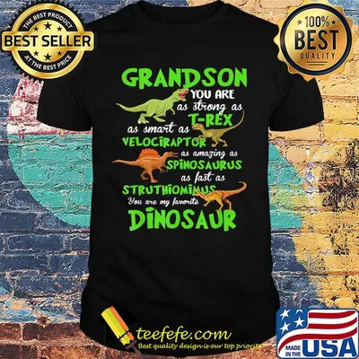 Grandson you are as strong as T-rex as smart as velociraptor Dinosaur shirt