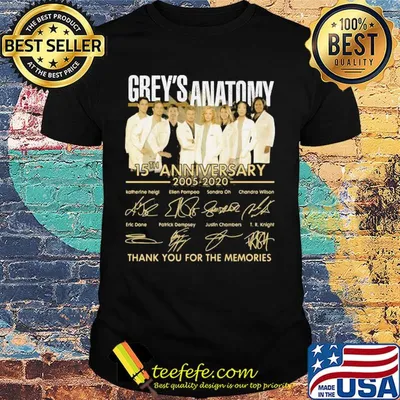 Grey's Anatomy 15th Anniversary 2005 2020 Thank You For The Memories Signatures shirt