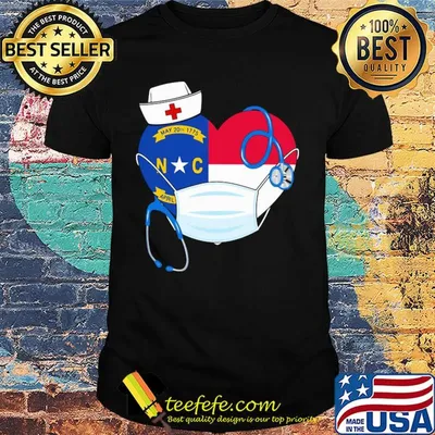 Heart Stethoscope Mask Nurse North Carolina Shirt