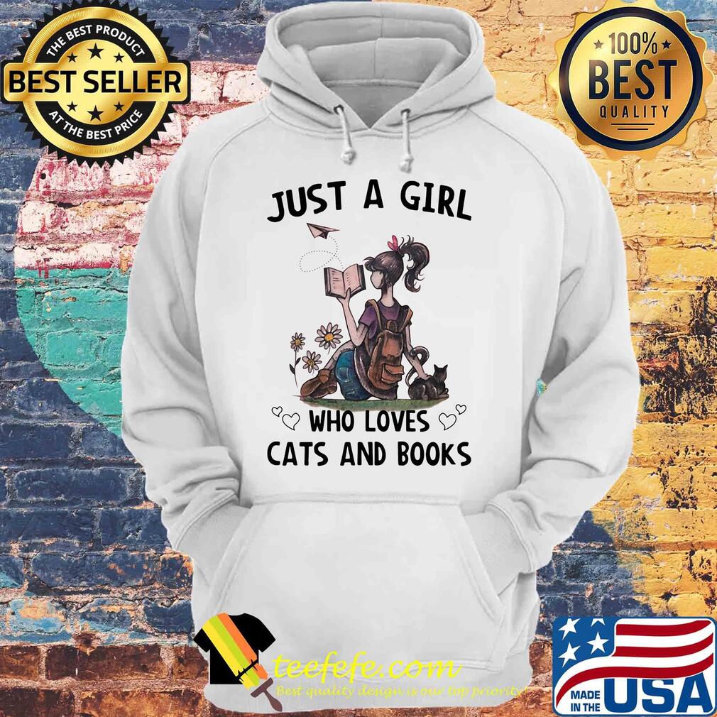 Just A Girl Who Loves Cats And Books Heart Flowers shirt