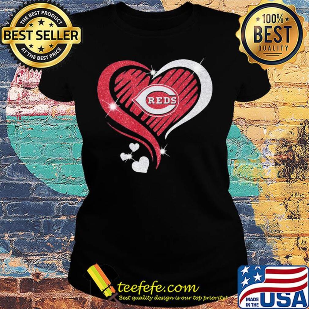 Valentine's Day Cincinnati Reds Logo Heart Diamond s Ladies tee Valentine's Day Cincinnati Reds Logo Heart Diamond s Ladies tee