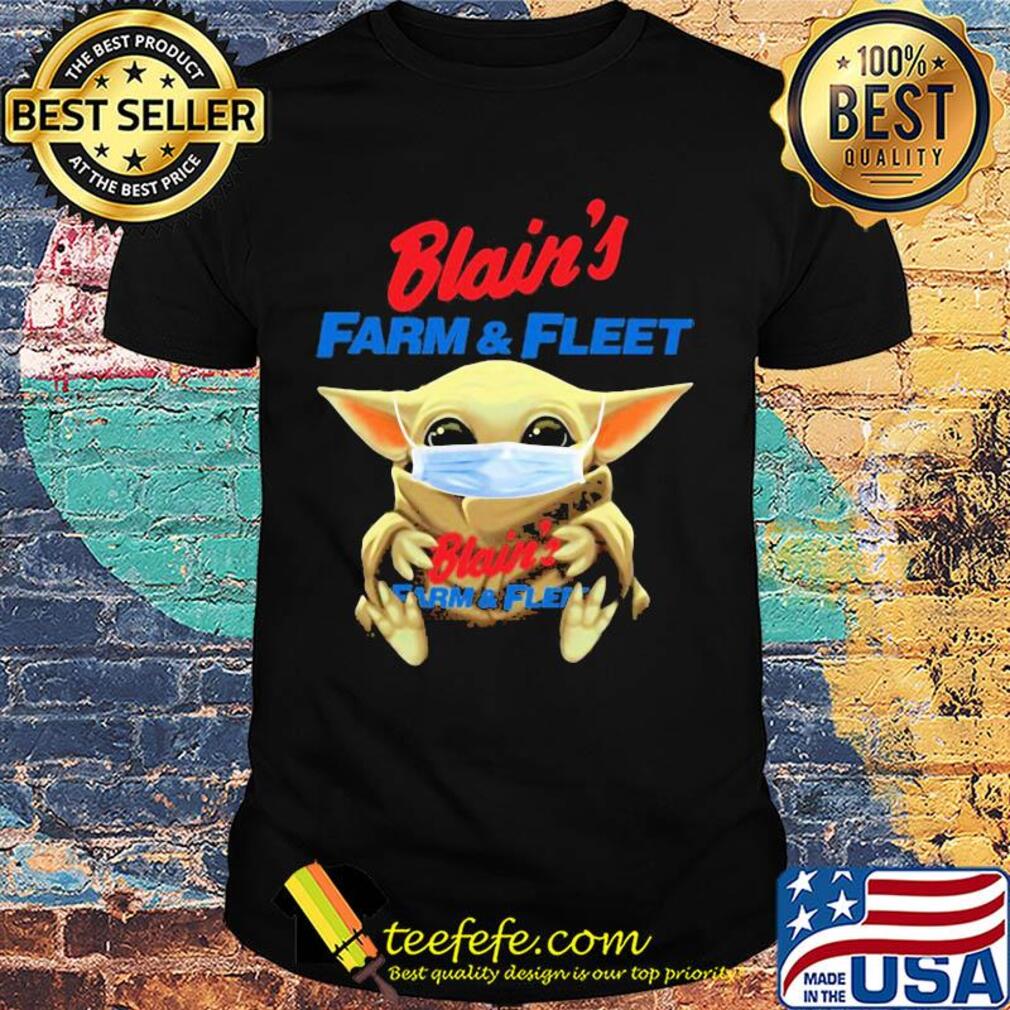Baby Yoda face mask hug Blain's Farm and fleet shirt