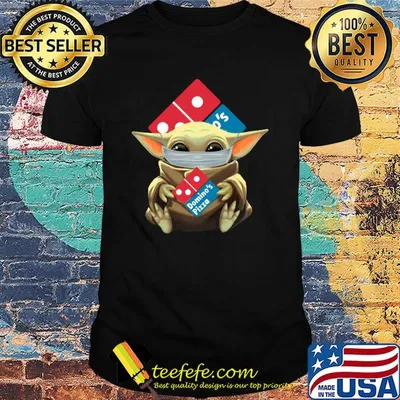Baby Yoda hug Domino's Pizza mask shirt