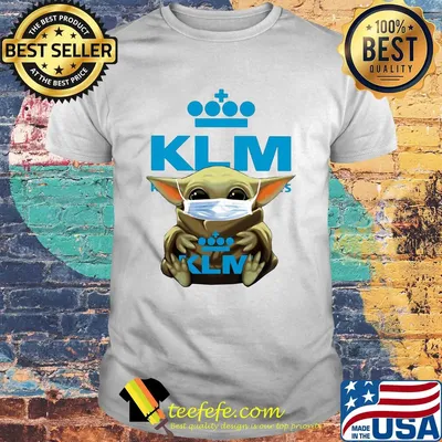 Baby yoda hug klm royal dutch airlines covid-19 2020 shirt