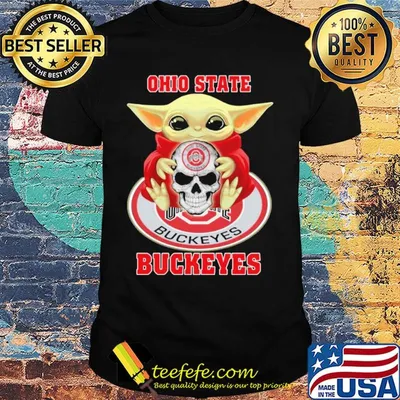 Baby yoda hug skull ohio state buckeyes shirt