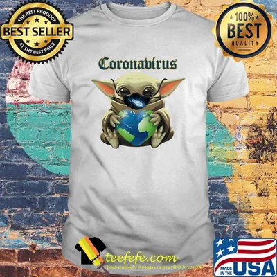 Baby yoda mask heart earth coronavirus shirt