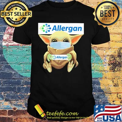 Baby Yoda mask hug Allergan shirt