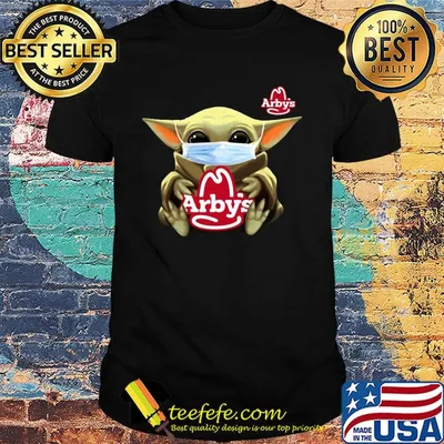 Baby Yoda mask hug Arby's shirt
