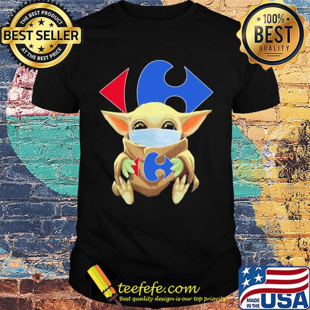 Baby Yoda mask hug Carrefour market shirt