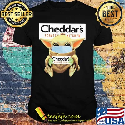 Baby Yoda mask hug Cheddar's Scratch kitchen shirt