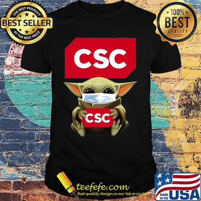 Baby Yoda mask hug CSC shirt