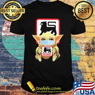 Baby Yoda mask hug Delhaize shirt