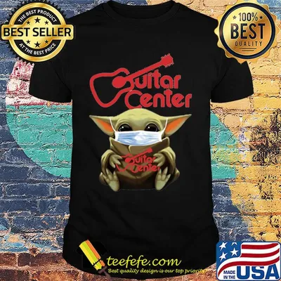 Baby Yoda Mask hug Guitar Center shirt
