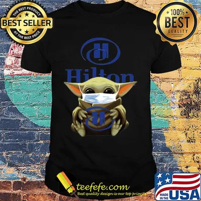 Baby Yoda mask hug Hilton shirt