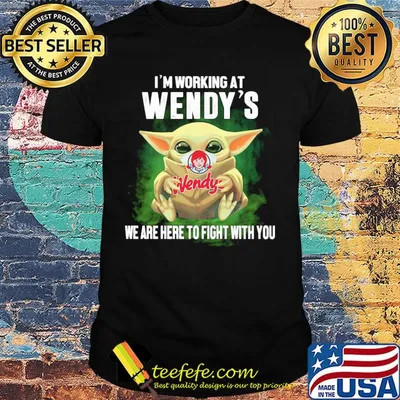 Baby Yoda mask hug I'm working at Wendy's we are here to fight with you shirt