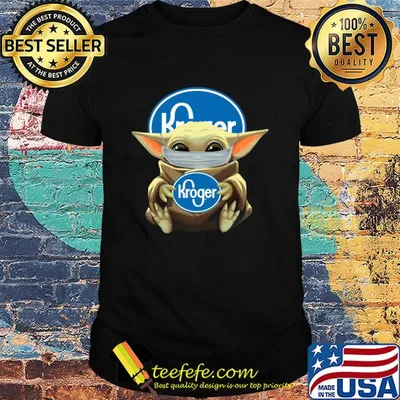 Baby Yoda mask hug Kroger shirt