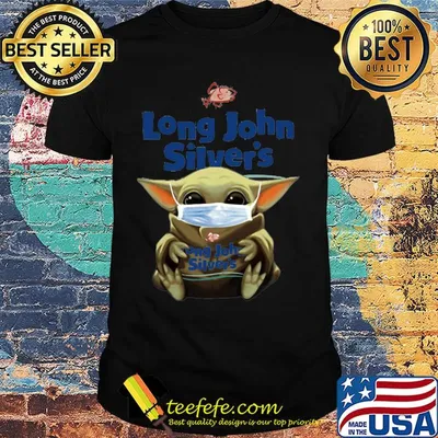 Baby Yoda Mask hug Long John Silver's shirt