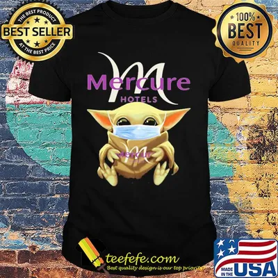 Baby Yoda mask hug Mercure Hotels shirt