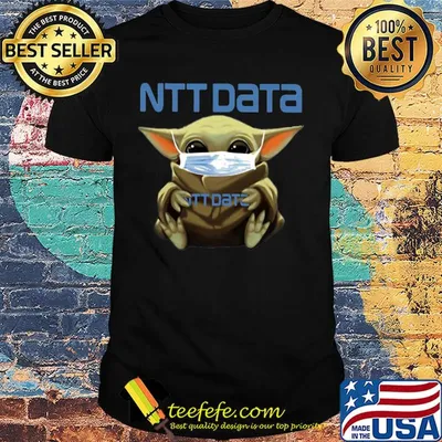 Baby Yoda mask hug NTT Data shirt