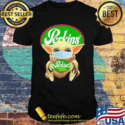 Baby Yoda mask hug Perkins Restaurant and Bakery shirt