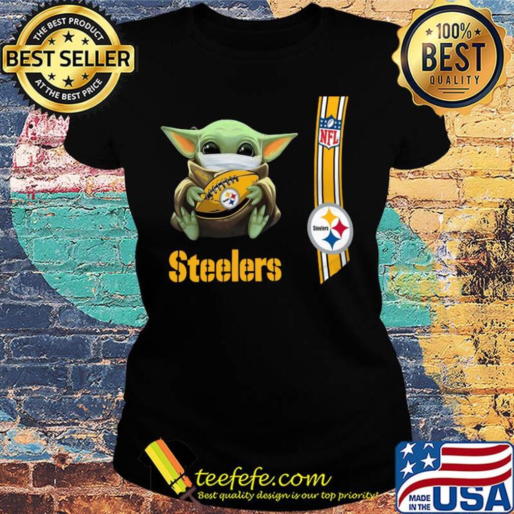 Baby yoda mask hug Pittsburgh Steelers ball NFL s Ladies tee Baby yoda mask hug Pittsburgh Steelers ball NFL s Ladies tee