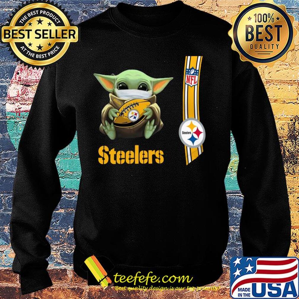 Baby yoda mask hug Pittsburgh Steelers ball NFL s Sweater Baby yoda mask hug Pittsburgh Steelers ball NFL s Sweater