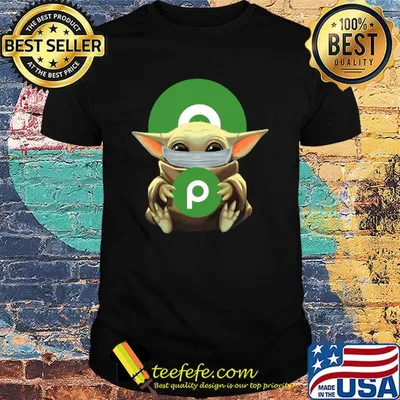 Baby Yoda mask hug Publix shirt