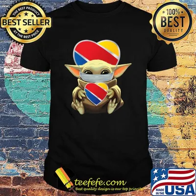 Baby Yoda mask hug Southwest Airlines Shirt