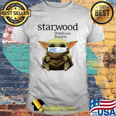 Baby Yoda mask hug Starwood Hotels and Resorts shirt