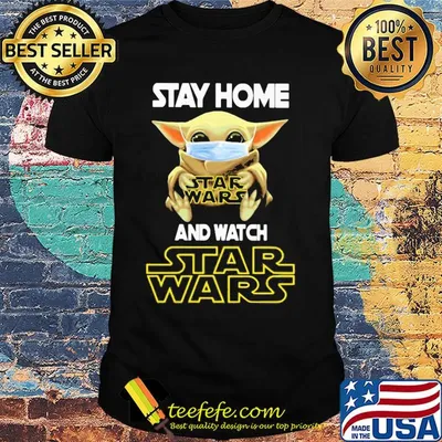 Baby Yoda mask hug Stay Home and watch Star Wars shirt