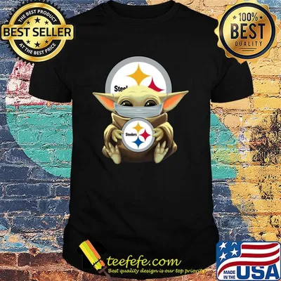 Baby Yoda mask hug Steelers shirt