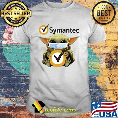 Baby Yoda mask hug Symantec shirt