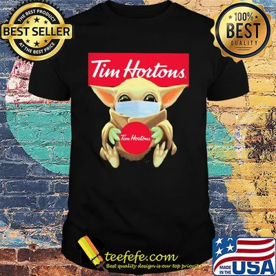 Baby Yoda mask hug Tim Hortons shirt